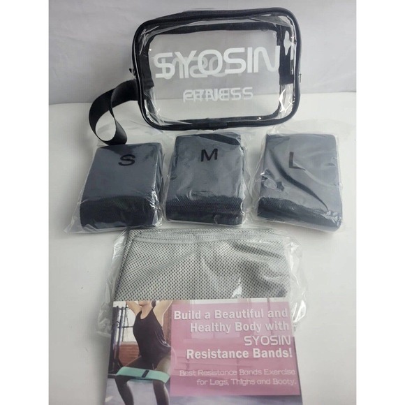 SYOSIN Resistance Band Set (3) Non-Slip Exercise, Legs, Butt Fitness S-M-L Sizes - Picture 2 of 3